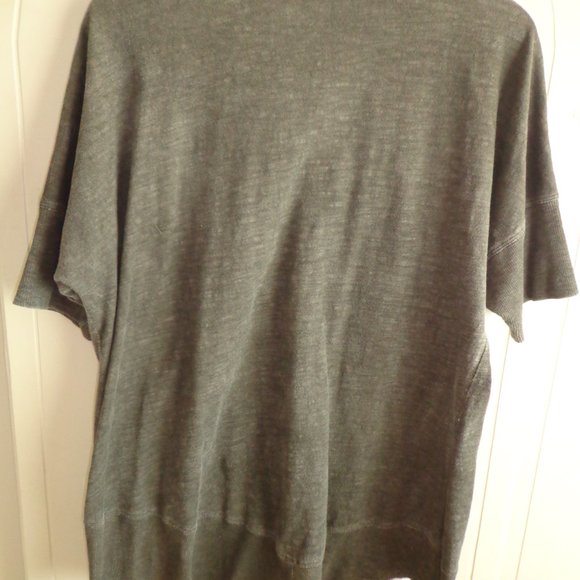 Lula B V-Neck Hi-Lo Heather Burn Out Tunic M Short Raglan Sleeves - Picture 2 of 16